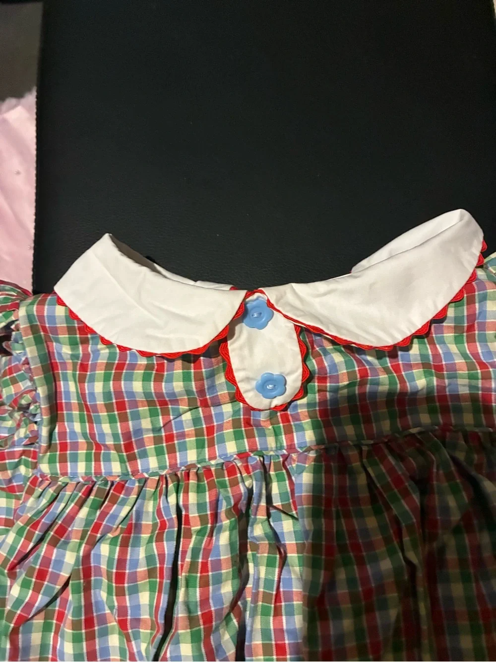 The Beaufort Bonnet Company Plaid Green Red Blue Girls Dress with Bloomers size6